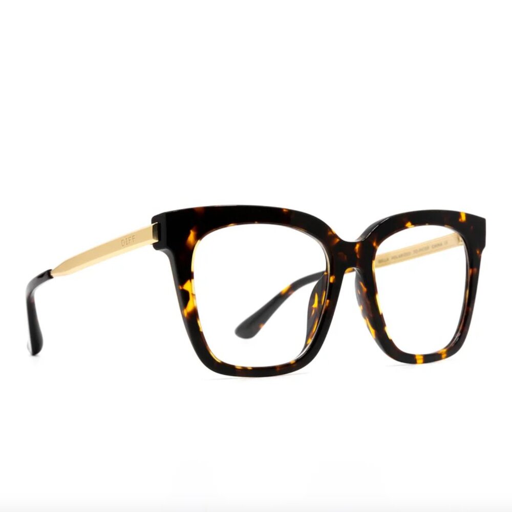 Diff Eyewear Tortoiseshell and Gold Square Glasses
